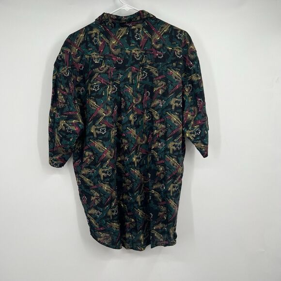 Mens Cosi VTG Casual Button SS Shirt L Colorful Retro Geometric Grunge - Picture 3 of 8